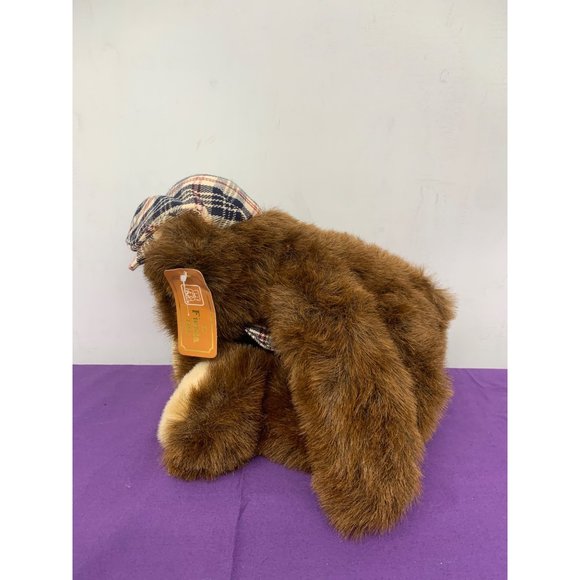 A Fiesta Toy Brown Long Leg Bear Brown 19 Inch Plaid Hat Bow Brown Plastic Eyes - Picture 5 of 14